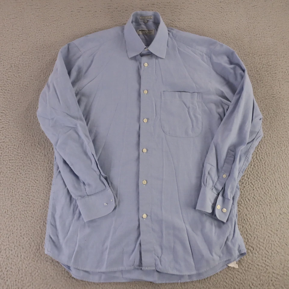 Camisa Mondo di Marco Para Hombre M 15.5 Azul Blanco Micro Cuadros 100% Algodón Italia Foto 2 de 4