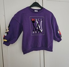 Next Pullover Mickey/Minnie, Gr.116, Ballonärmel, Lila Mehrfarbig, Top gepflegt