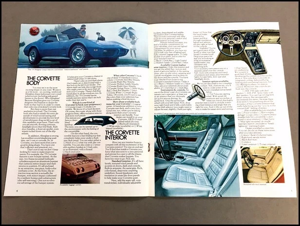 1975 Chevrolet Corvette Vintage Original Car Sales Brochure Catalog Foto 3 de 4