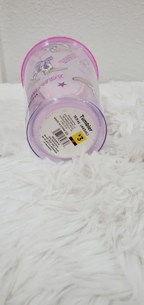 Howdy Pink Hat Boots & Bows 15oz Travel Tumbler Sipper Cup  