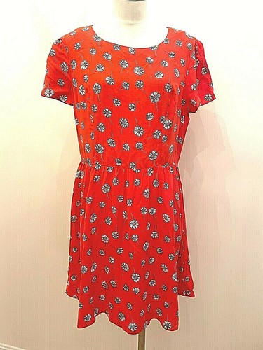 New with tags TOPSHOP Celebrity red daisy fit and flare dress US 12 M L - Picture 3 of 6