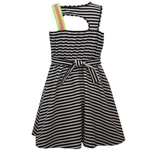 Girls’ Bonnie Jean $48 Black & White Striped Sleeveless Skater Dress Size 5 NWT - Picture 2 of 2