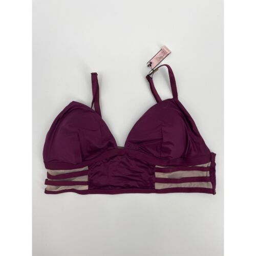 Victoria's Secret Size M Maroon Mesh Panel Adjustable Strap Wire Free Bralette