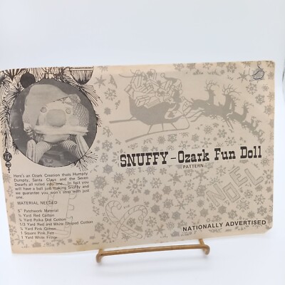 Vintage Ozark Crafts Sewing PATTERN, Snuffy Fun Doll 1970s