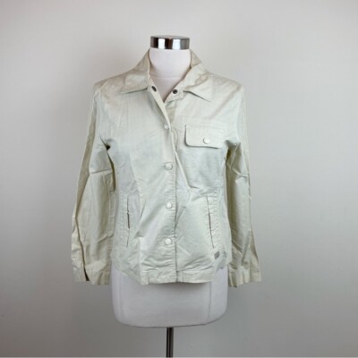 Esprit Solid Cream Tan Snap Front Jacket Collared Women Small
