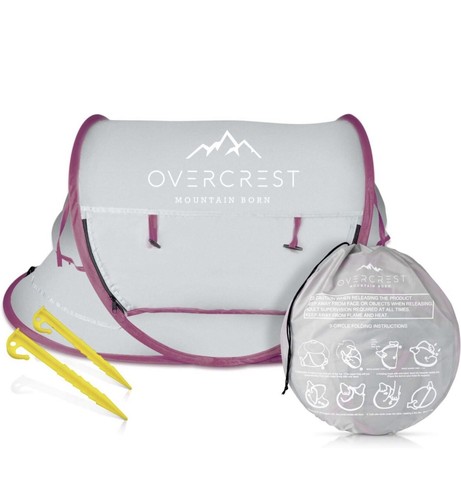 OVERCREST Portable Pop Up Baby Beach Tent with UPF 50+
