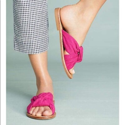 NEW Soludos Women's Hot Pink Knotted Slide Sandal Flat Size Fuschia  Shoes CT