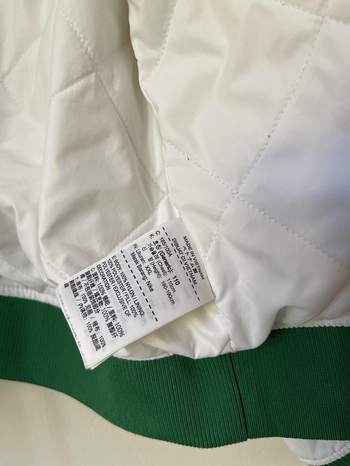 SACAI X NIKE Giacca Nike NBA Boston Celtics Courtside Varsity bianco verde taglia XXL