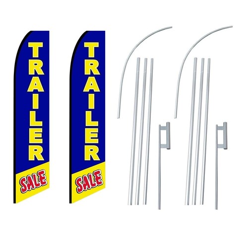 Trailer Sale BlueYellow Swooper Flutter Feather Flag | 3ft W x 11.5ft Tall - Picture 3 of 3