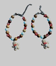 Gingerbread Man Blue Bead Bracelet
