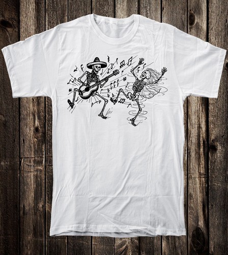 Unisex Cotton T Tee Shirt Russian Prison Tattoo Art Traditional Dancing Skeleton - Picture 11 of 15