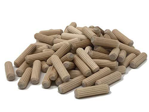 100 Pack 1/4" x 1" Wooden Dowel Pins Wood Kiln Dried Fluted Made of Hardwood