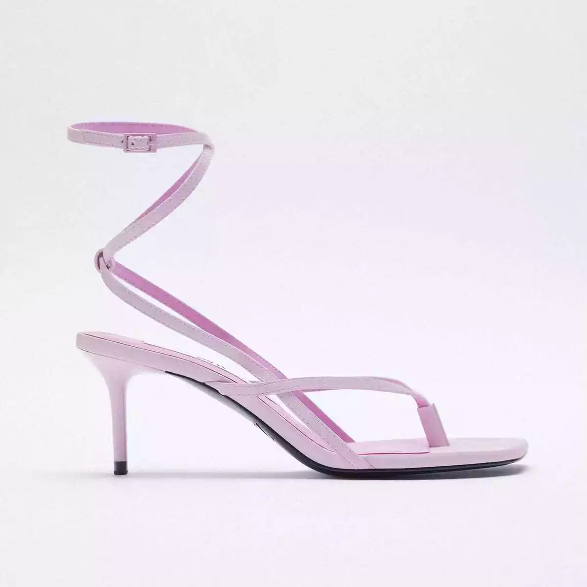 ZARA STRAPPY FAUX LEATHER HEELED SANDALS LILAC PURPLE US 7.5 8
