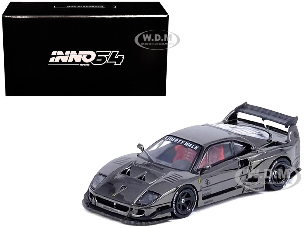 LBWK F40 Chrome Black 1/64 Diecast Model Car by Inno Models