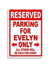Personalized Parking Sign Wall Decal Metal Sign No Parking Customized for Evelyn