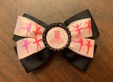 Ballerina Dance Ballet Bottle Cap 4.5-Inch Girls Small Hair Bow Pink And Black