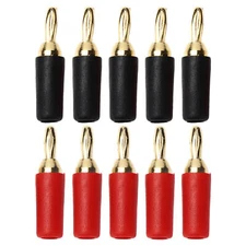 5 Sets 2.5mm Banana Plug Brass Gold Plated Soldering Male Speaker Connector Red