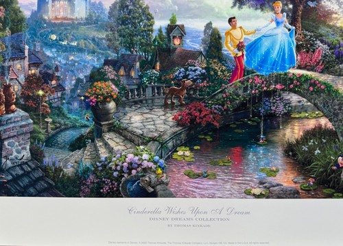 Thomas Kinkade CINDERELLA WISHES Hand Signed Limited Edition Lithograph 12"x 18" - Picture 4 of 12