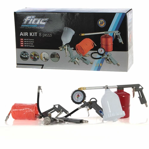 AIR KIT 8 PZ ACCESSORI PER COMPRESSORI VERNICIATURE GONFIAGGIO PNEUMATICI GOMME