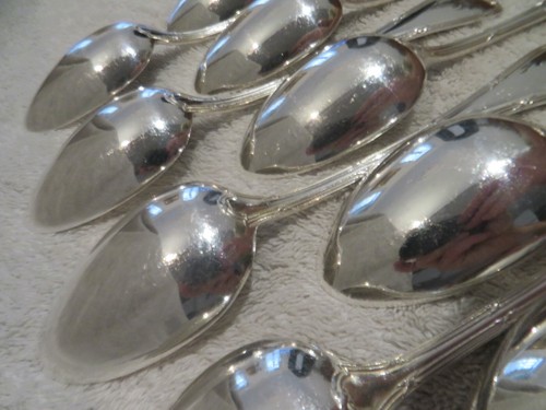 early 20th c silver-plated 12 dessert spoons Christofle Rubans Louis XVI 18,7cm - Picture 5 of 11