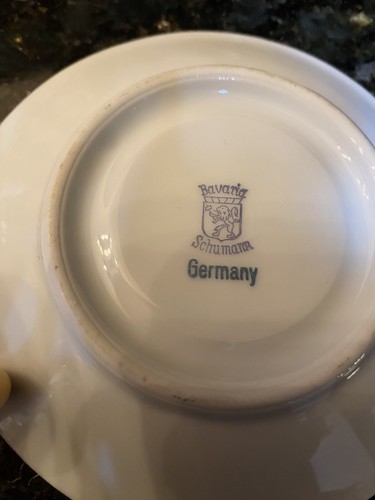 Vintage Schumann Bavaria tea cup and saucer CHINA unique peach and white - Picture 7 of 8
