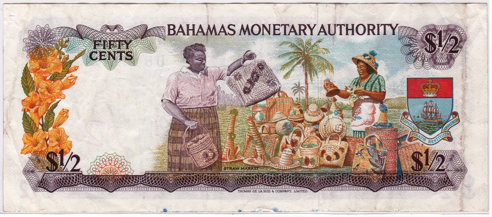 Mazuma *F2033 Bahamas Queen Elizabeth QEII 1968 $1/2 Dollar 50 Cents D848112 AVF - Image 2 of 2