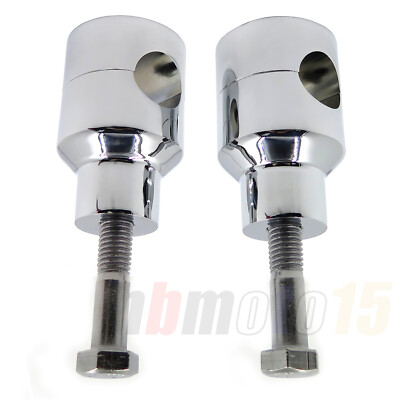 1" Handlebar Risers - Chrome Round Risers For Harley, Honda, Kawasaki, Suzuki, Yamaha Motorcycles (1 Pair) - View #10