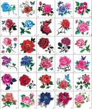 Women Girl Temporary Tattoos 30 Sheets Rose Flower Butterfly Fake Body Stickers