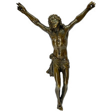 CRISTO IN BRONZO DORATO ANTICO 1800 CROCIFISSO RELIGIOSO CROSS CHIESA GESÙ 8
