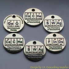 Chemistry of Geocaching PathTag Set of 6 with Regular  Glow Enamel 6pcs Lot 
