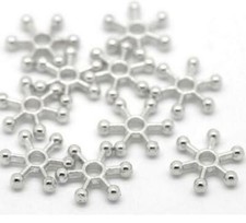 50 SNOWFLAKE SPACER BEADS 12mm SILVER PLATED JEWELLERY MAKING TS133