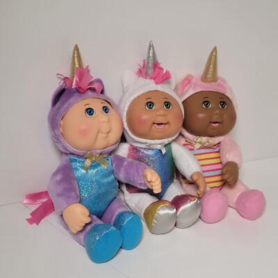 3 Cabbage Patch Snuggles Unicorn Babies Plush Cute GUC