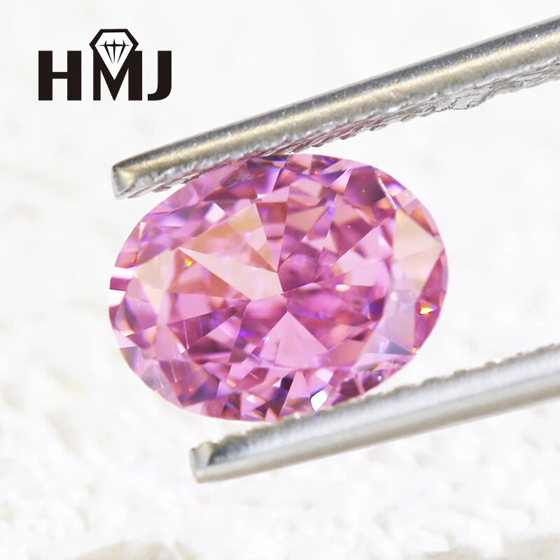 Piedra ovalada triturada corte hielo circón cúbico circonita cúbica amarillo rosa diamante de alto carbono 5A Foto 3 de 4