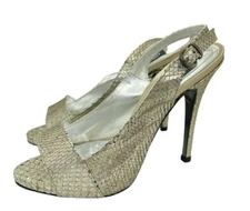 Claudio Milano Womens Shoes Python Skin Leather Silver Size 37 Italy $750