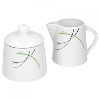2tlg. Set Zuckerdose 28cl & Milchkännchen 23cl Donna weiß Sahne Gießer Porzellan - Bild 1 von 4