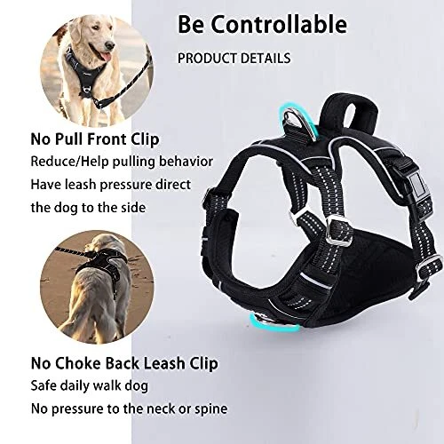 Dog Harness Sized Dog, No Pull Dog Vest Adjustable, Comfortable Medium Black