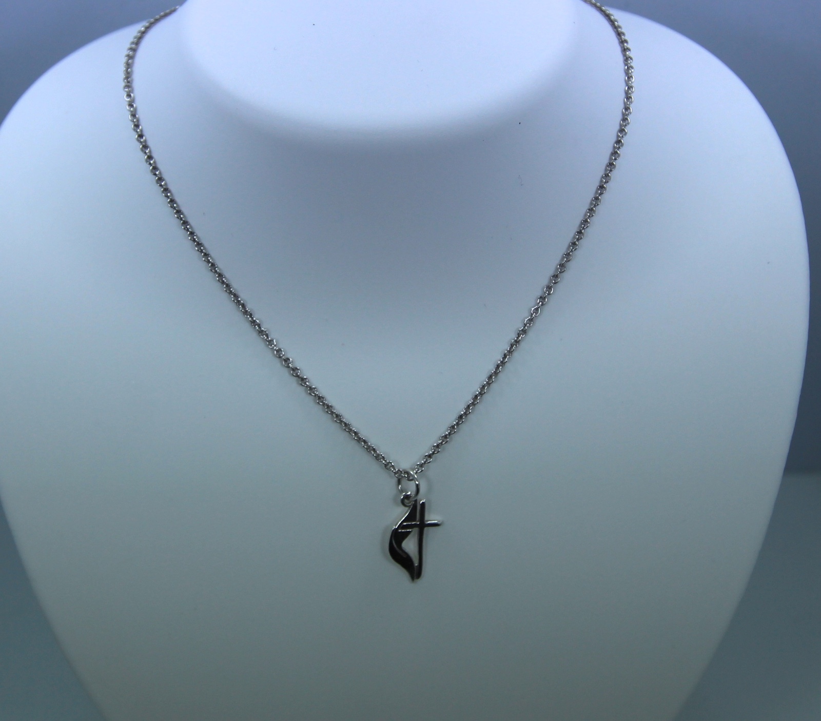 Flame Cross Necklace US Jewels Ladies 925 Sterling Silver - Main Image