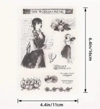 retro music clear stamps card NEW Free Ship