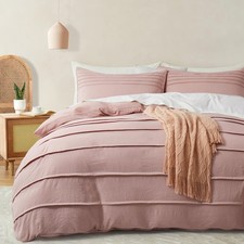 Misty Rose Duvet Cover King Size - Pleated King Duvet Cover, 3PCS Soft and Br...