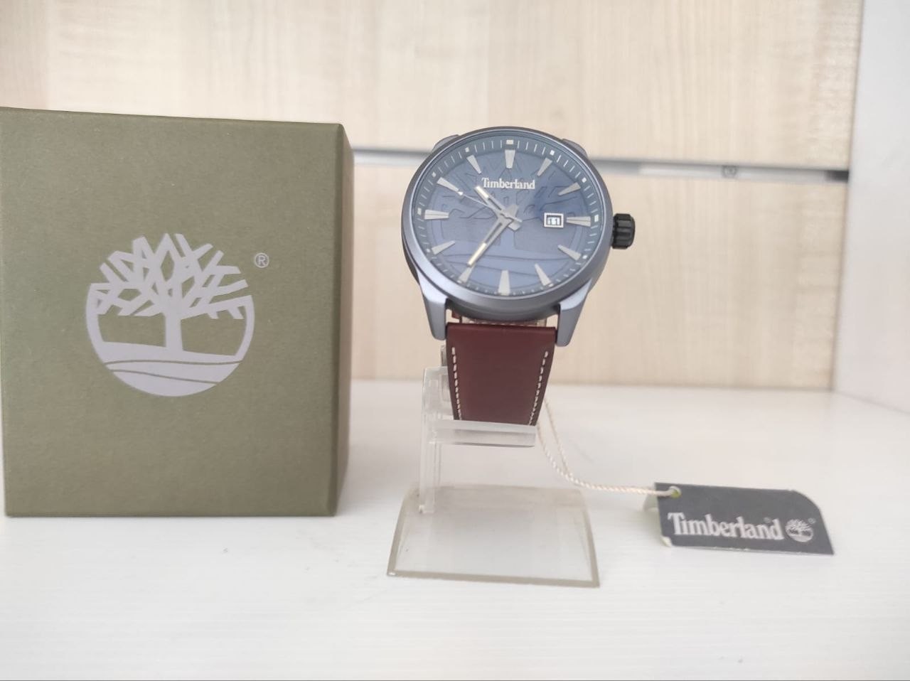 Timberland Orologio Quadrante Blu Datario Cinturino Pelle