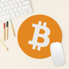 Bitcoin Round Mouse Pad – Orange BTC Logo, Non-Slip Base, High-Precision Surface