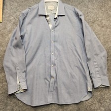 Ted Baker Endurance Mens Long Sleeve Button-Up Dress Shirt Blue Size 17 34/35
