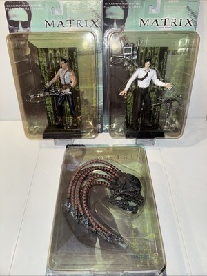 1999 The Matrix Action Figures N2-Toys Sentinel, Mr Anderson, Tank - Lot Of 3