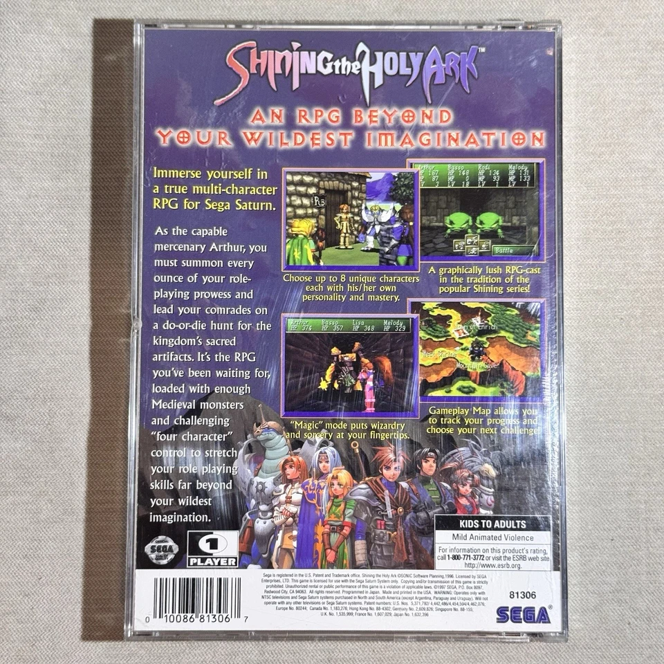 Shining the Holy Ark 1997 Sega Saturn Complete CIB w/ Front Insert Manual & Disc - Image 2 of 4