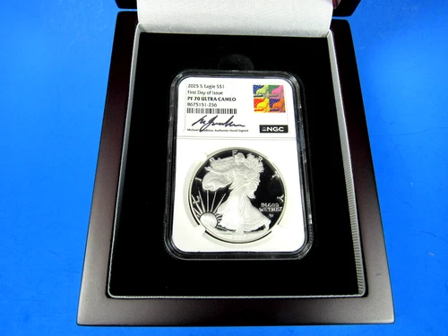 2025 S,  "S" Minted American Silver Eagle NGC Pf 70 Ucam FDOI, M.Gaudioso Signed