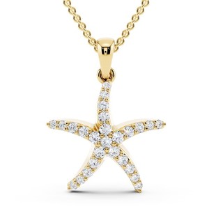 Authentic Moissanite 14k Yellow Gold Plated 0.23ct Starfish Pendant 18" Chain