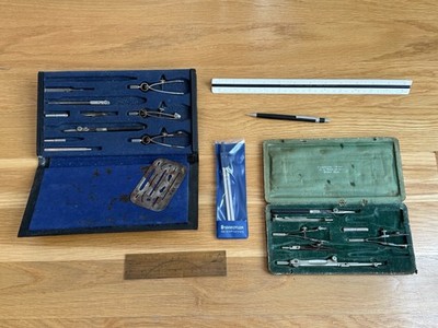 Antique/ Vintage Drafting Set Compass & Tools in Original Case Architecture Lot