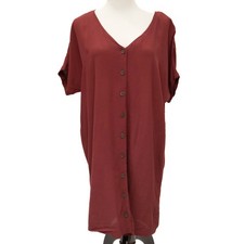 Madewell Viscose Maroon Button Down Front Easy Short Sleeve Dress Size XS