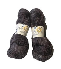 LOT of 2 Plucky Knitter Yarn Bulky SW Merino 2 Skeins Dark Grey