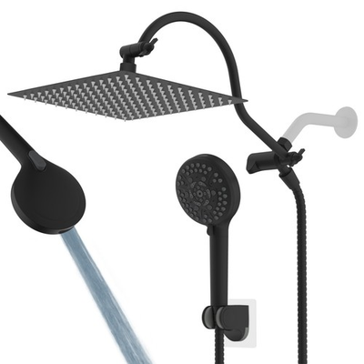 #ad 12#x27;#x27; Head High Pressure Rain Shower Head Combo with Handheld Shower Head Black $76.99